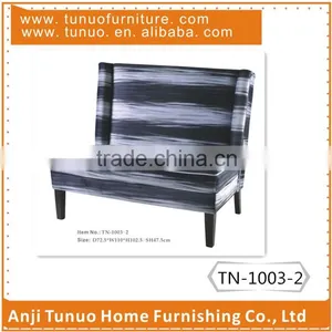 Two Seat Sofa With White and Black Stripe Fabric Covered and Piping Around the Back and Seat Cushion,TN-1003-2 thumbnail-1