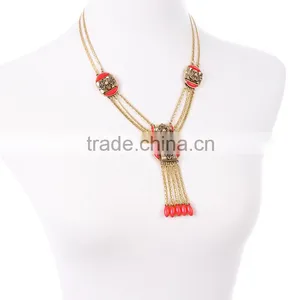 Cheap Wholesale Jewelry 2016 Latest Design Red Bead Pendant Necklace thumbnail-4