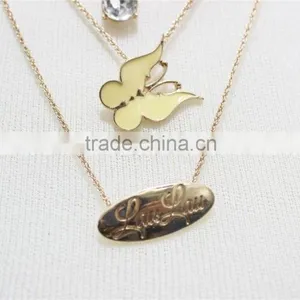 Gold Chain Layered Set Necklace W/Clear Teardrop Diamond Yellow Butterfly Metal Necklace 2016 Fashion Style Wholesale thumbnail-2