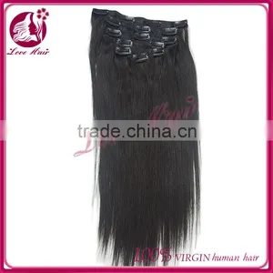 Highest Feedback Wholesale In Stock Straight Unprocessed 100% Chinese Hair Clips Hair Extensions thumbnail-2
