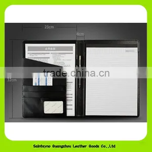 High Quality Eco Friendly Hard Cover Leather a4 Conference Folder Black thumbnail-3