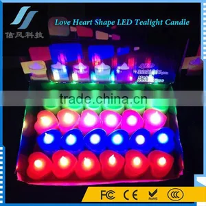 24Pcs / Box 7 Color Rechargeable Heart Shaped Tea Light Candle thumbnail-6