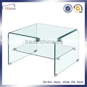 HOT BENDING SQUARE ART TEMPERED GLASS COFFEE TABLE DOUBLE LAYER GLASS FUNKY CLASSIC TABLE thumbnail-3