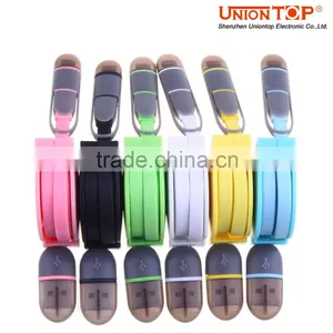 Wholesale 2 in 1 Colorful Fast Charging Retractable 5pin Micro Usb Cable for Android thumbnail-1