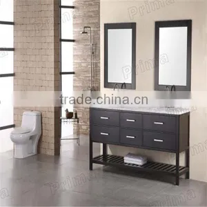 Double Basin Modern PVC and MDF Bathroom Cabinet With High Glossy Painting thumbnail-1