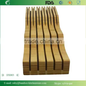 DX003/In Drawer Counter Kitchen Bamboo Knife Holder Rack Storage Block thumbnail-3