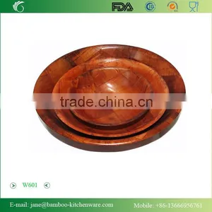 W601 Woven Wood Bowls Round Shape for Salads or Snacks thumbnail-1