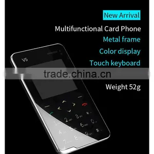Ultra Thin AIEK V5 Black Card Mobile Phone Pocket Mini Phone Touch Keyboard Quad-Band Multi-languages thumbnail-1