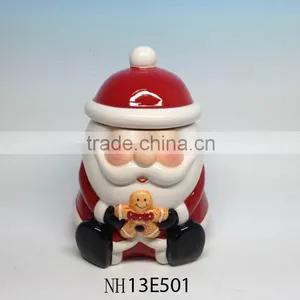 Best Selling Santa Claus Ceramic Christmas Cookie Jars Factory Supply thumbnail-1
