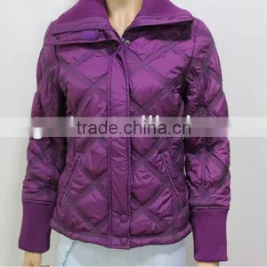 2014 Winter Padded Jacket Women Garment Short Style Big Turn-Down Collar Zipper Front Fly Long-Sleeve Purple Down Jacket thumbnail-1