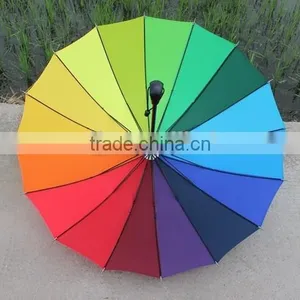 Yiwu Straight and Super Strong Rainbow Umbrella With Nylon Material Umbrella for Adult,rainbow Colorful Umbrella thumbnail-2