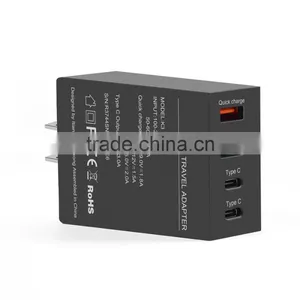 VOXLINK 5V 3A 2 Ports Usb Type c +quick Charge 3.0 Usb+5v 2.4a Usb Travel Charger Adapter With us Plug thumbnail-5