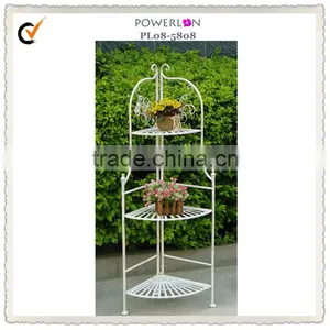 Light Weight Classical Vintage Outdoor Decorative Antique White Wrought Iron Metal Small Folading Shelf thumbnail-1