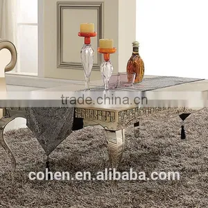 High End Royal Mosaic Decoration Livingroom Stainless Steel Furniture Coffee Table/center Table Covered by Real Leather/PU thumbnail-1