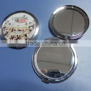 Folding Metal Round Shape Custom Logo Travel Cosmetic Mirror thumbnail-1