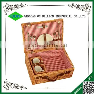 Cheap Vintage Rustic Outdoor Camping Basket Wicker Picnic Basket Set thumbnail-3