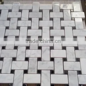Basketweave Mosaic Tiles Bianco Carrara Mosaic Tile Carrara Marble Mosaic thumbnail-4