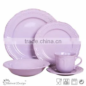 Embossed Solid Color Cheap Dinnerware Set thumbnail-4