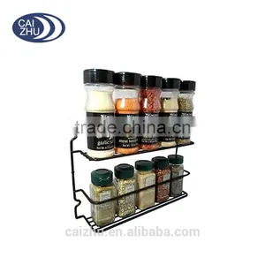Kitchen Decor Black Wall Mount Steel 2-Shelf Spice Rack Organizer Storage Holder thumbnail-1