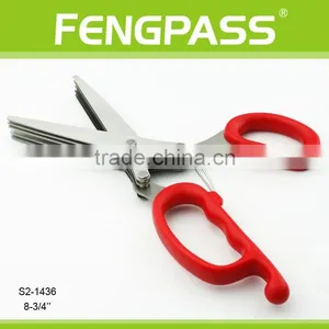 S2-1436 8-3/4" Soft Plastic Handle and 420 Stainless Steel With Spring Cutting Paper 5 Blades Herb Scissors thumbnail-2
