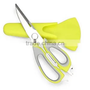 Stainless Steel Plastic Multi-function Kitchen Scissors Chicken Bone Scissor With Magnetic Holder Cover thumbnail-1