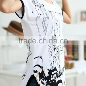 2015 Summer New Arrivals Plus Size Fat Loose Women's T-shirts,cotton O-neck Slim Tops for Women,fashion Woman Clothes thumbnail-1