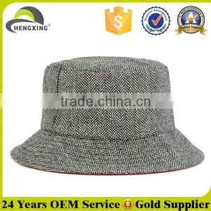 Winter Men Custom Blank Herringbone Wool Bucket Hat thumbnail-1