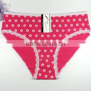 Soft Cotton Panties For Women Fancy Printing Girls Briefs With Lace Trim Sexy Lingerie thumbnail-5