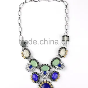 Multicolor Big Resin Gems Women Statement Necklace Jewelry Wholesale thumbnail-5