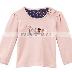 Kids 100cotton Round Collar Long Sleeves Top thumbnail-1
