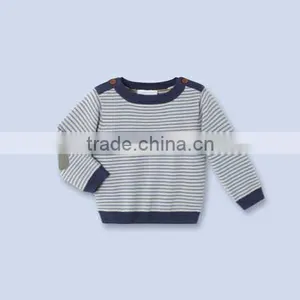 Crew Neck Buttoned Shoulder Boys Children Elbow Patches Sweater thumbnail-1