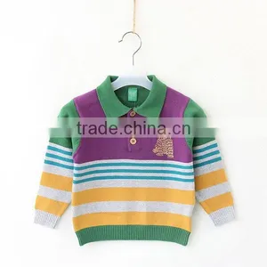 Baby Stripe Sweater Fashion Turn Down Collar Children Products thumbnail-2