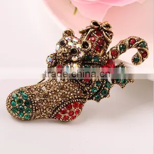 Zm53217a Gorgeous Christmas Socks Brooches Fashion Crystal Socks Brooches as a Christmas Gift's Brooches thumbnail-2