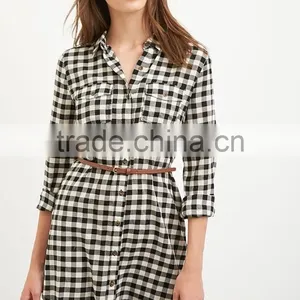 Hot Seller Slim Pencil Women Dress,grid Patterned Women Dress Shirts thumbnail-2