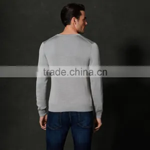 Men's Silk-Cashmere V-Neck Sweater Casual Men Tshirt Dark Grey Pullover thumbnail-3