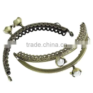 Metal Frame Kiss Clasp Arch For Purse Bag Antique Bronze White AB Color Resin Flower 10.5x6cm(Open:12x10.5cm),3pc,Fashion thumbnail-1