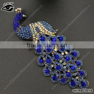 Peafowl Rhinestone Design Brooches Royal Blue Color for Lady Dress thumbnail-1