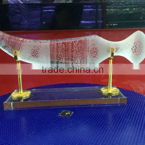 Crystal Khanjar Jambiya Etched Frosted Knife Sword Dagger as Arab Souvenir Gift thumbnail-1