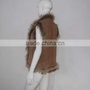 SJ185-01 UK Design Tongxiang Fur Big Raccoon Collar Suede Vests thumbnail-4