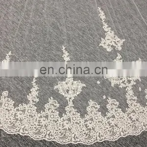 2017 Wholesale Latest Wholesale Lace Applique 1 Layers Long Cathedral Wedding Veil thumbnail-3