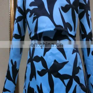 Powersweet 2014 Elegant Long Sleeve Leaf Printed Two Pieces Blouse And Skirt thumbnail-5