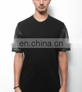 T-shirt With Leather Sleeves thumbnail-1