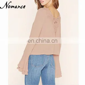 Ladies Long Sleeve Crocheted Top thumbnail-1