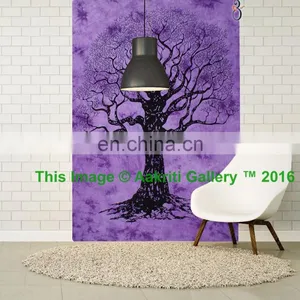Indian Tapestry Dry Tree Throw Single Purple Color Traditional Boho Tapestry Wall Hanging thumbnail-1