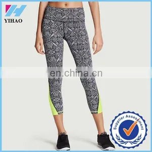 Yihao 2015 Latest Fashion Prints With High Quality Unique Designs Yoga Capri Sublimated Capri Wholesale Leggings thumbnail-1