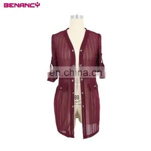 European Design Summer Long Solid Cardigan Roll Up Sleeve With the Vest Printed Dress Women's Set Suit Dress thumbnail-1