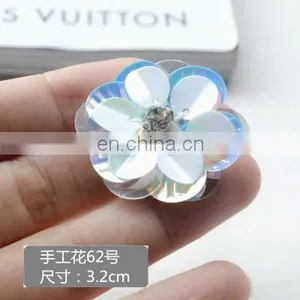 New Handmade Flower Sequins Sew On Patches Pearl Beaded Embroidered Applique Badge Fabric Apparel Bag Shoes thumbnail-5