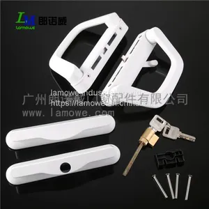 Double Style Zinc Alloy Sliding Door Handle Lock With Key Powder Coated for Black and White thumbnail-1