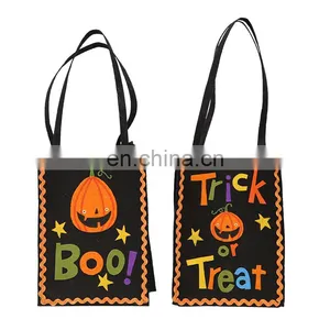 Wholesale Halloween Felt Pumpkin Candy Tote Bag for Kids Trick or Treat Bag thumbnail-1