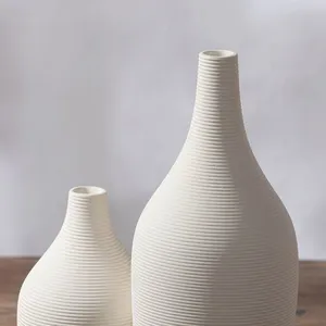 Biscuit Firing Minimalism Creative Hand Made White Large Ceramic Vase Decoration For Living Room thumbnail-4
